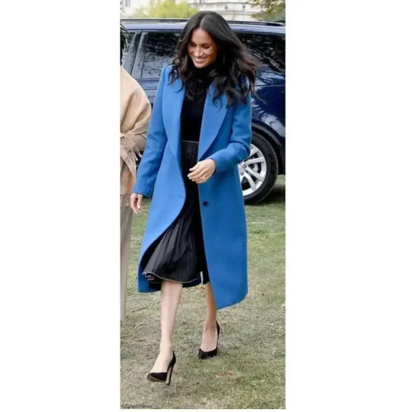 Smythe Peaked Lapel Coat Zephyr Blue Size 8 - Picture 1 of 8
